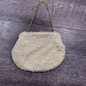 Elegant Cream Beaded Women's Bag Clutch